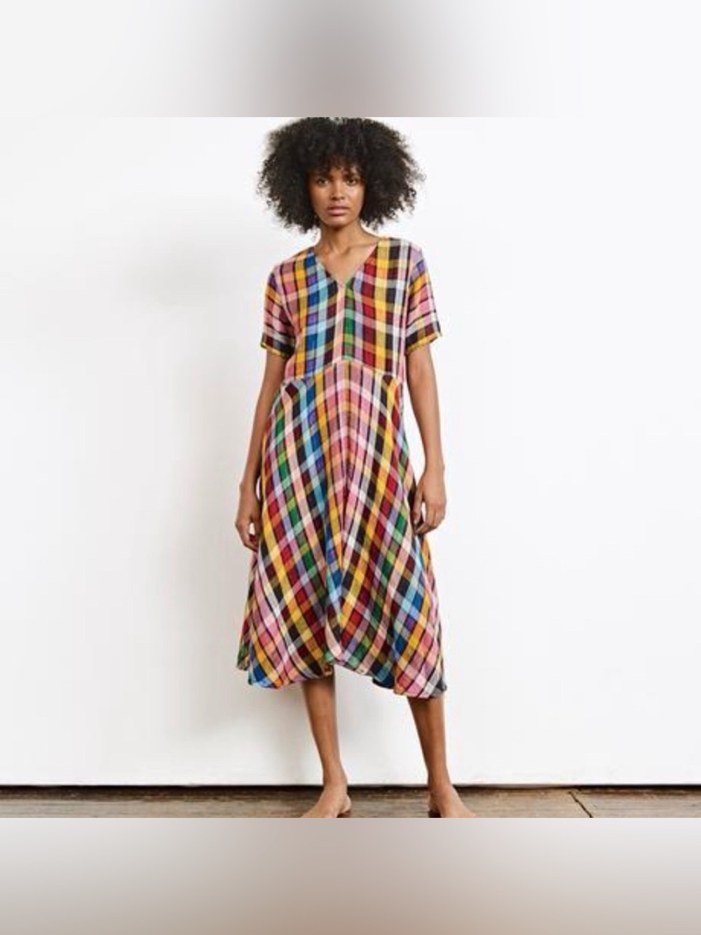 Ace & Jig Luella Midi Dress Dream Print Madras Plaid Slow Fashion Soft Cotton